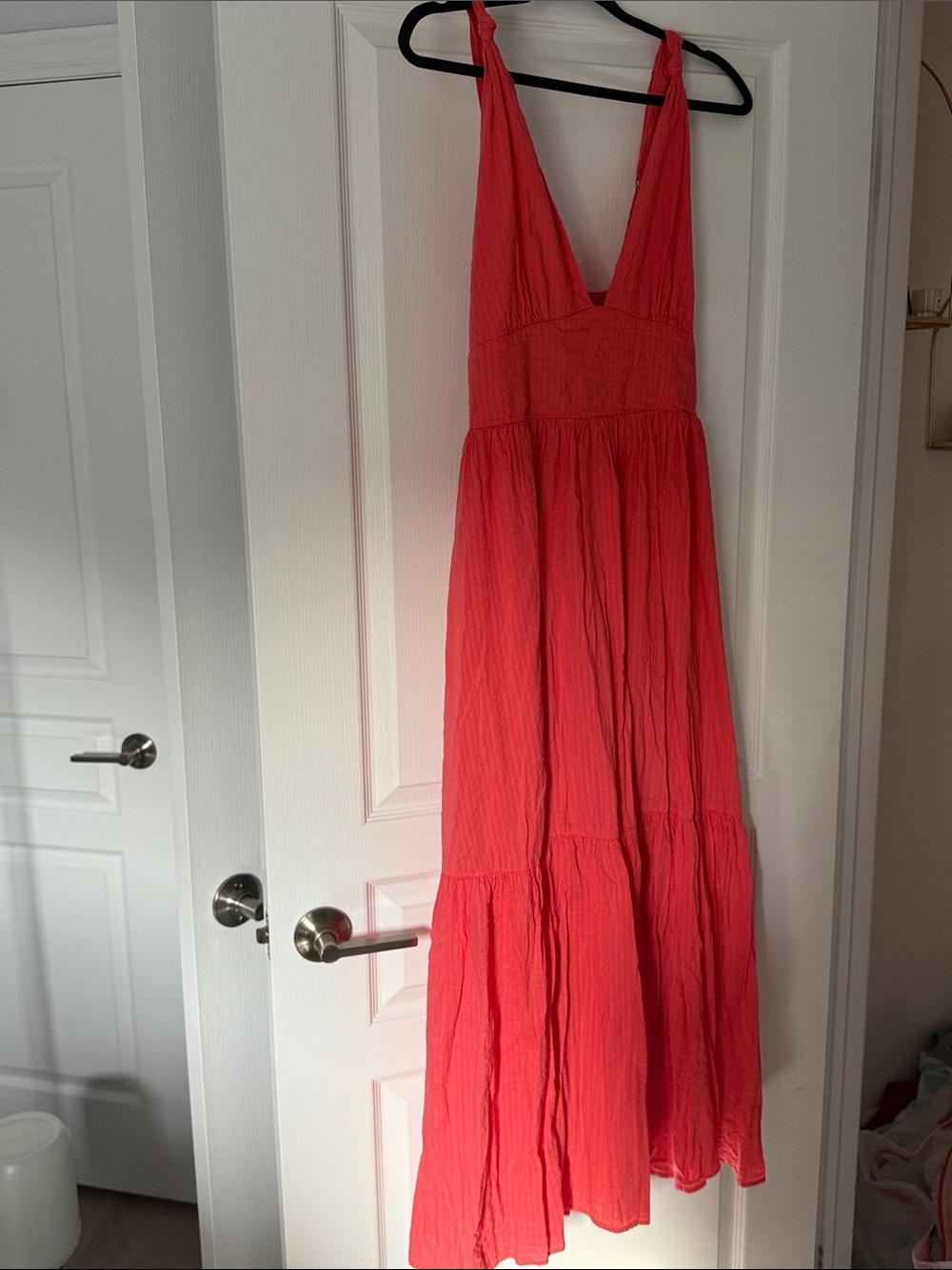 Abercrombie & Fitch Coral-Red V-Neck Maxi Dress